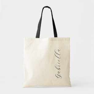 Moderne cursieve verticale scriptnaam bridal-cadea tote bag