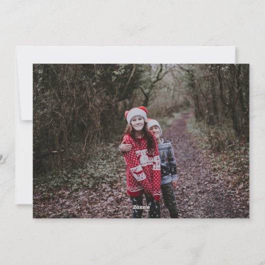 Moderne cursus Kerstmis — White script overlay fot Feestdagenkaart (Achterkant)