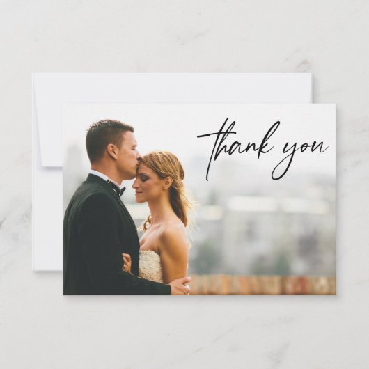 Moderne Custom 2 Bruiloft Foto's Eenvoudig Bedankkaart (Voorkant)