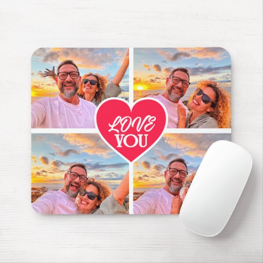 Moderne Custom 4-foto Template Collage Muismat (Met muis)