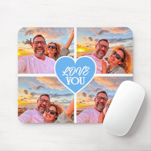 Moderne Custom 4-foto Template Collage Muismat (Met muis)