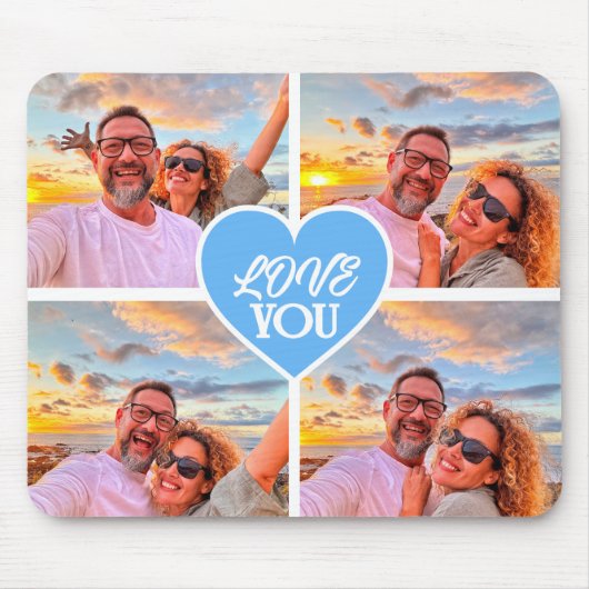 Moderne Custom 4-foto Template Collage Muismat (Voorkant)