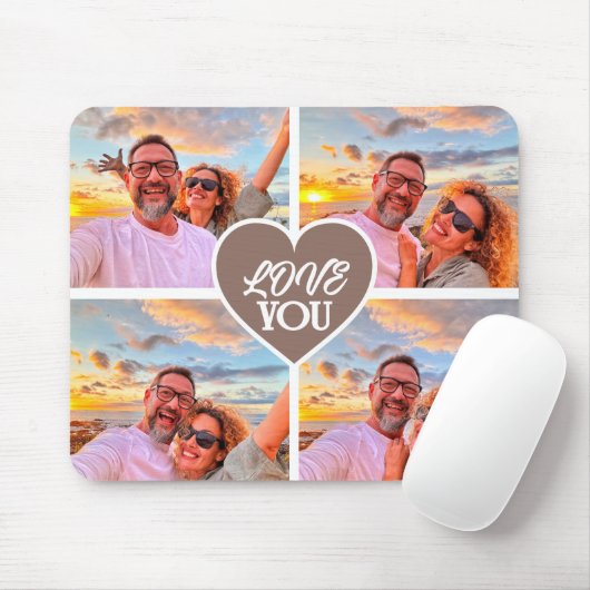 Moderne Custom 4-foto Template Collage Muismat (Met muis)