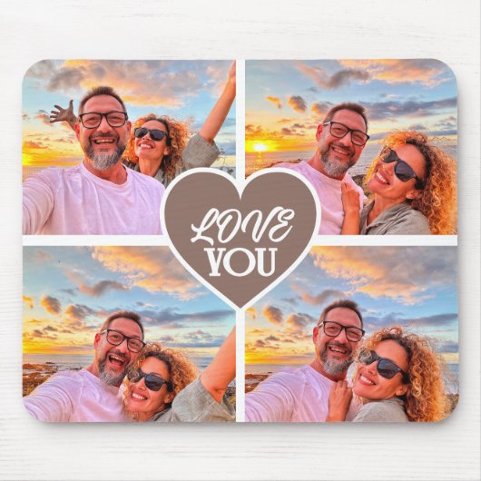 Moderne Custom 4-foto Template Collage Muismat (Voorkant)