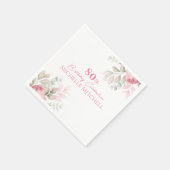 Moderne Custom 80e verjaardag roze bloemetje Servet (Hoek)