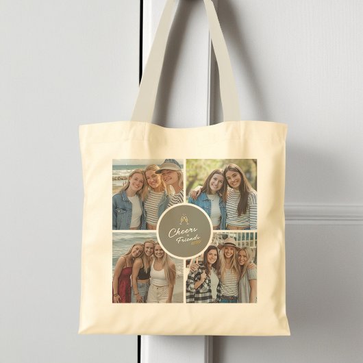 Moderne Custom Besties Fotocollage Elegant Chic Tote Bag