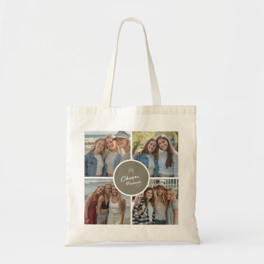 Moderne Custom Besties Fotocollage Elegant Chic Tote Bag (Voorkant)