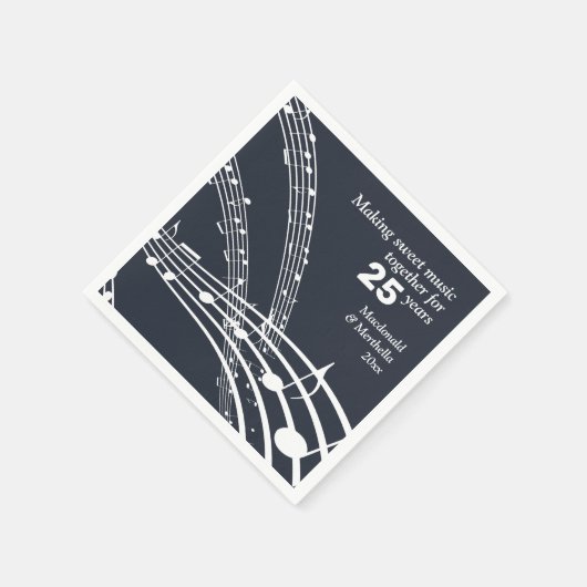 Moderne Custom Blue MUZIEKNOTEN 25e Jubileum Servet (Hoek)