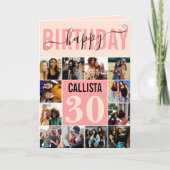 Moderne Custom Blush Roze 12 Foto Verjaardag Kaart (Voorkant)