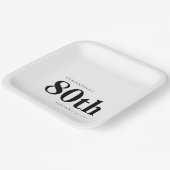 Moderne Custom Bold Zwart Tekst 80e Naam Datum Papieren Bordje (Gebogen)