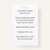 Moderne Custom Business Logo Medewerker Foto Blauw Badge (Achterkant)