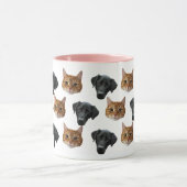 Moderne Custom Cat Dog Foto Gezicht 2 Foto's Mok (Midden)