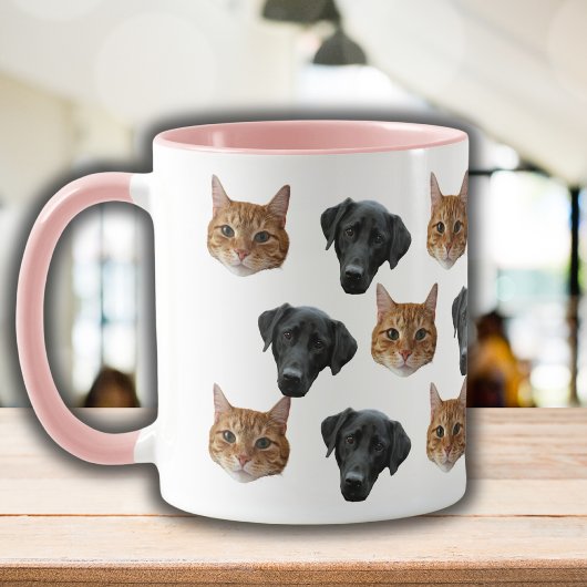 Moderne Custom Cat Dog Foto Gezicht 2 Foto's Mok