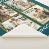 Moderne Custom Christmas Family Fotocollage Blauwg Sherpa Deken (3/4)