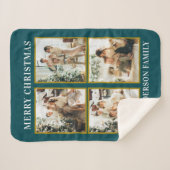 Moderne Custom Christmas Family Fotocollage Blauwg Sherpa Deken (Voorkant (horizontaal))