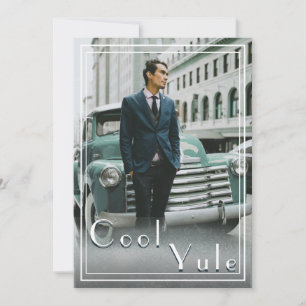 Moderne Custom Cool Yule Kerstfoto Feestdagenkaart
