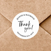 Moderne Custom dank u Script bruiloft gunst Ronde Sticker