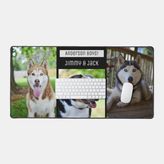 Moderne Custom Drie Honden Photo Desk Mat (Keyboard & Muis)