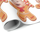 Moderne Custom Face Photo Gingerbread Xmas baby Cadeaupapier (Rol Hoek)