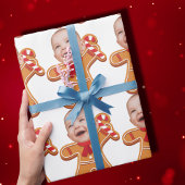 Moderne Custom Face Photo Gingerbread Xmas baby Cadeaupapier