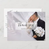 Moderne Custom Foto Zwart & Wit Trouwen Dank u Briefkaart (Voorkant / Achterkant)