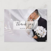 Moderne Custom Foto Zwart & Wit Trouwen Dank u Briefkaart (Voorkant)