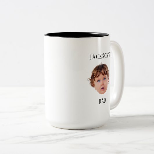 Moderne Custom Kind Gezicht grootouders moeder ver Tweekleurige Koffiemok (Voorkant rechts)