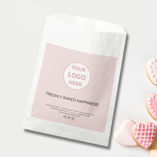 Moderne Custom Logo Bakkerij Roze Papieren Tas Bedankzakje