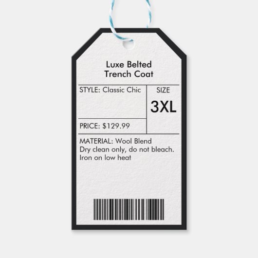 Moderne Custom Logo Barcode Retail Store Prijs Lab Cadeaulabel (Voorkant)