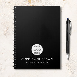 Moderne Custom Logo Black Professional Business Notitieboek