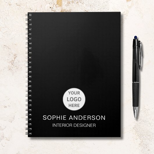 Moderne Custom Logo Black Professional Business Notitieboek