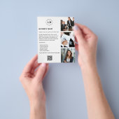 Moderne Custom Logo Foto QR Wit Bedrijf Flyer (Hand)