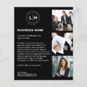 Moderne Custom Logo Photo Black Business Flyer (Voorkant)