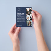 Moderne Custom Logo Photo Navy Blue Business Flyer (Hand)