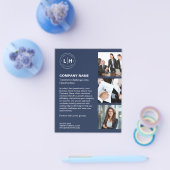 Moderne Custom Logo Photo Navy Blue Business Flyer (Enkel)