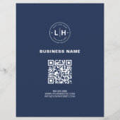 Moderne Custom Logo Photo QR Navy Blue Business Flyer (Achterkant)