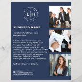 Moderne Custom Logo Photo QR Navy Blue Business Flyer (Voorkant)