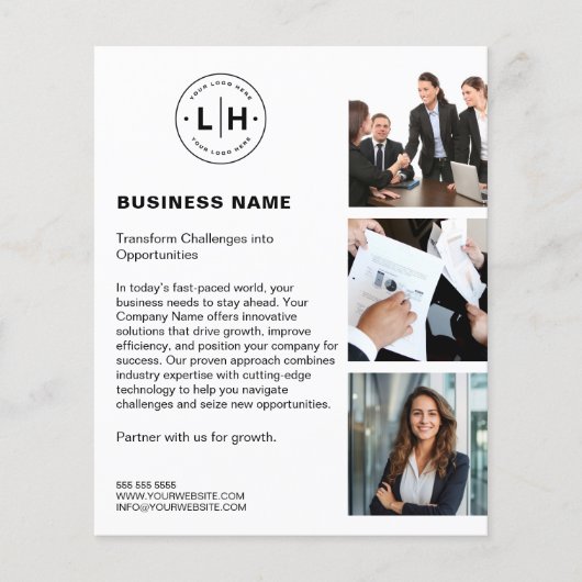 Moderne Custom Logo Photo White Business Flyer (Voorkant)