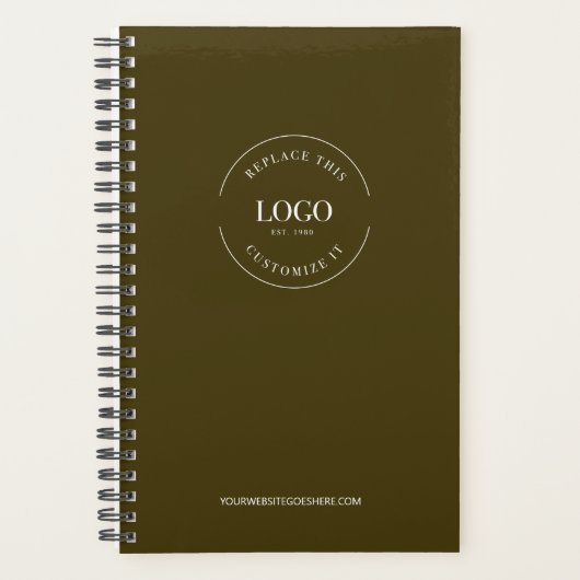 Moderne Custom Logo website Mocha Brown Branded Planner (Voorkant)
