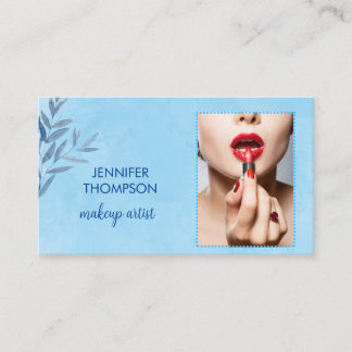 Moderne Custom Make-up Artiest Blauwe Waterverf Visitekaartje