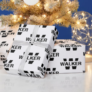 Moderne Custom Monogram Naam Zwart-wit Cadeaupapier