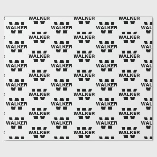 Moderne Custom Monogram Naam Zwart-wit Cadeaupapier (Vlak)