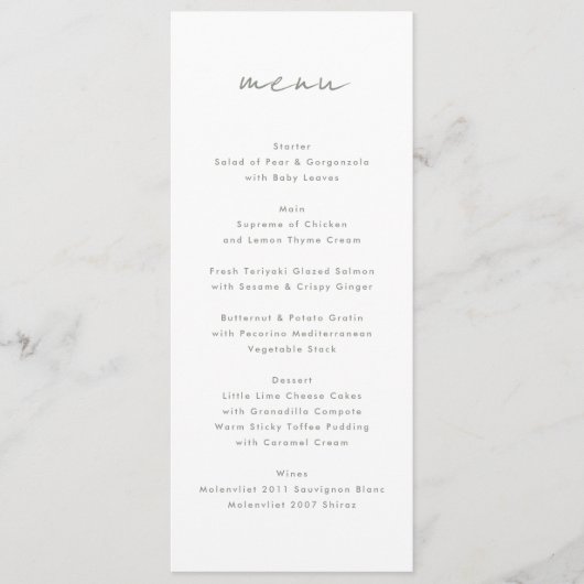 Moderne Custom Names White Sage Green Event Menu (Voorkant)