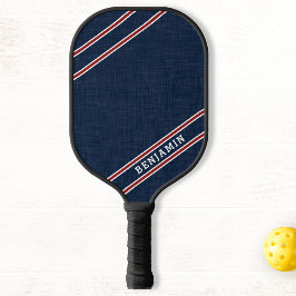 Moderne Custom Navy Blauw Rood Wit Speler Naam Pickleball Paddle