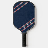 Moderne Custom Navy Blauw Rood Wit Speler Naam Pickleball Paddle (Voorkant)