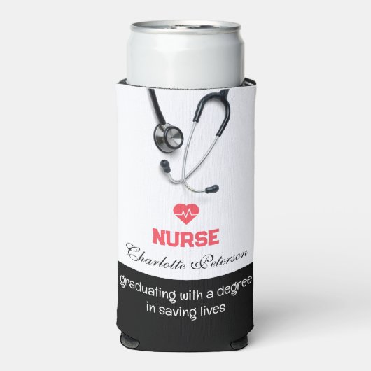 Moderne Custom Nurse Doctor Afstudeerfeest Seltzer Blikjeskoeler (Seltzer Voorkant)