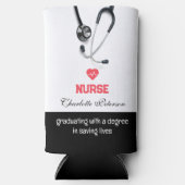 Moderne Custom Nurse Doctor Afstudeerfeest Seltzer Blikjeskoeler (Voorkant)
