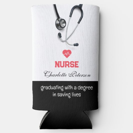 Moderne Custom Nurse Doctor Afstudeerfeest Seltzer Blikjeskoeler (Voorkant)