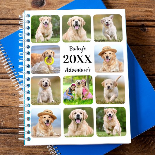 Moderne Custom Pet Dog 11 fotocollage elk jaar Planner