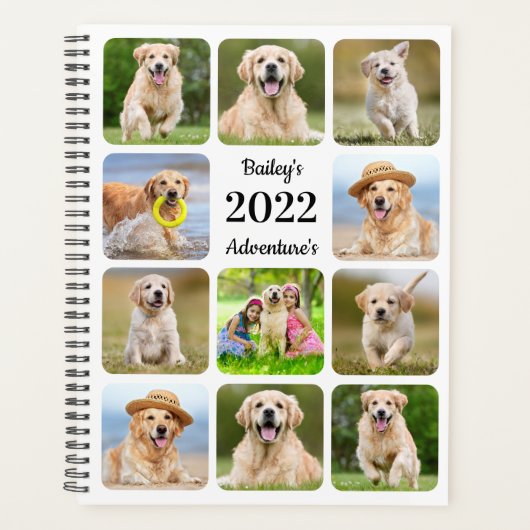 Moderne Custom Pet Dog 11 fotocollage elk jaar Planner (Voorkant)
